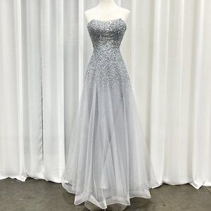 22. Dreamy A-Line Silver Dress
